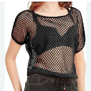 SJS • Black • Mesh • Short-Sleeve Top